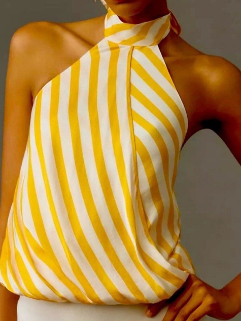 Anthropologie  NWT Yellow and White Striped Halter Tank